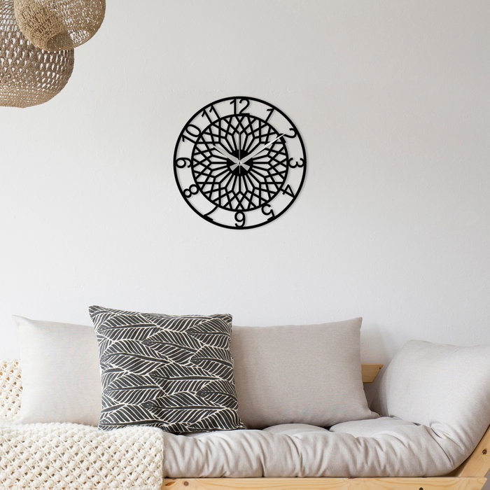 Wallity Reloj de Pared Decorativo S009 de Metal Negro 48x48 cm